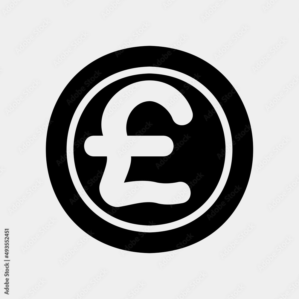 Pound sterling coin icon in solid style about currency, use for website mobile app presentation Pound sterling coin icon in solid style about currency, use for website mobile app presentation