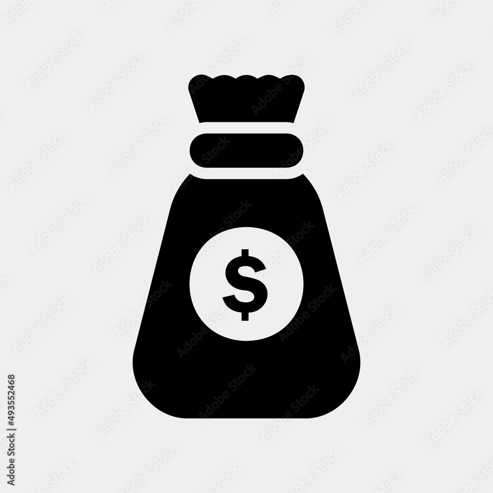 Money bag icon in solid style about currency, use for website mobile app presentation Money bag icon in solid style about currency, use for website mobile app presentation