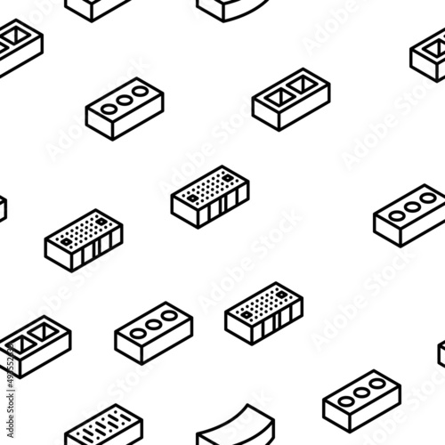 Brick For Building Construction Vector Seamless Pattern Thin Line Illustration