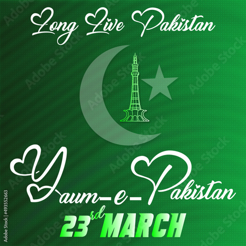 Clebration of 23 March Pakistan Resolution day Youm-e-Pakistan with Pakistani Landmark Minar-e-Pakistan photo