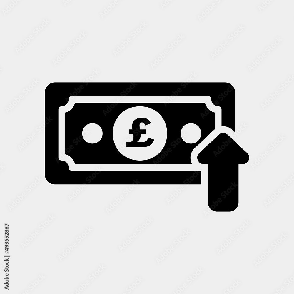 Pound sterling up icon in solid style about currency, use for website mobile app presentation Pound sterling up icon in solid style about currency, use for website mobile app presentation