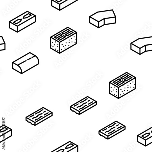 Brick For Building Construction Vector Seamless Pattern Thin Line Illustration