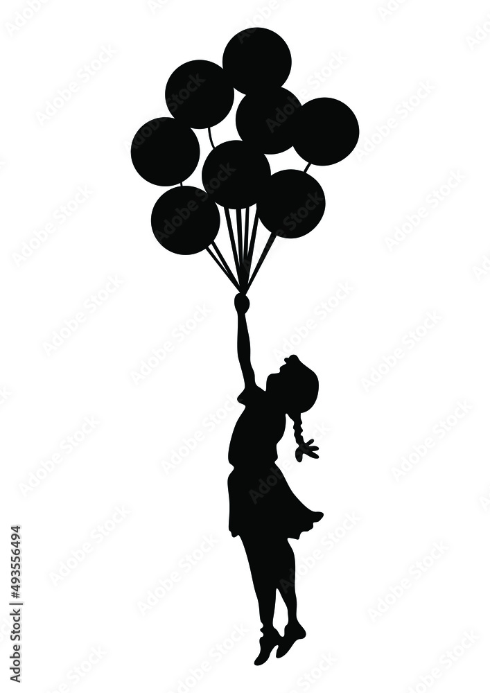 Banksy Balloon Girl - Banksy Wall Art - Banksy Wall Sticke Stock Vector ...