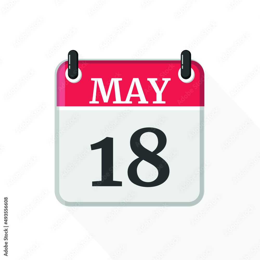 May 18 - Daily Calendar Icon in flat design style May 18 - Daily Calendar Icon in flat design style