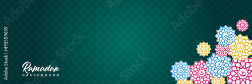 Islamic background, Gift box, lantern, green crescent moon on white. Design concept of ramadan kareem, mawlid, iftar,isra and miraj or eid al fitr adha, copy space text area. Vector illustration