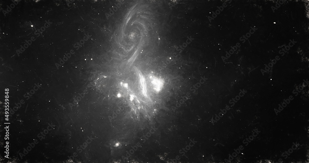 Obraz premium Monochrome oil effect painting Arbitrary smears Tile pattern Plaster surface Charcoal digital painted black white backdrop Grey shades Modern design