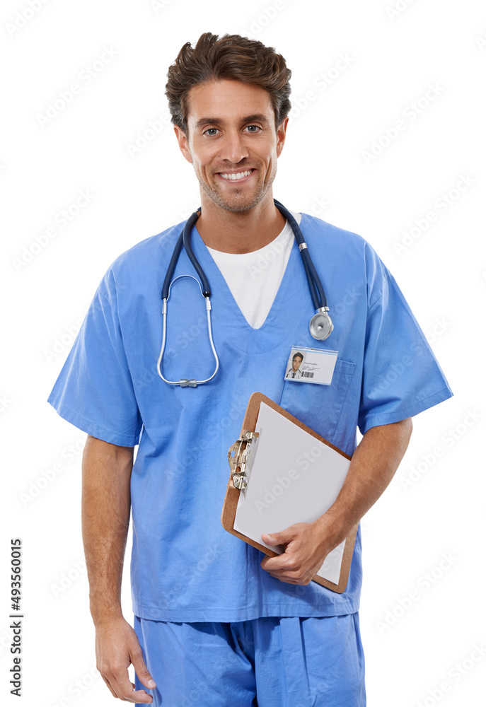 Waiting and ready to help. Studio portrait of a young doctor holding a clipboard. Waiting and ready to help. Studio portrait of a young doctor holding a clipboard.