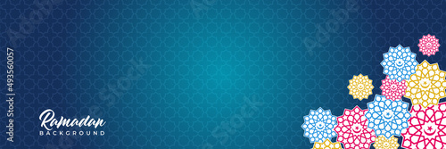 Islamic background, Gift box, lantern, blue crescent moon on white. Design concept of ramadan kareem, mawlid, iftar,isra and miraj or eid al fitr adha, copy space text area. Vector illustration