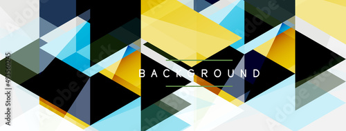 Color triangles composition, geometric abstract background. Techno or business concept, pattern for wallpaper, banner, background, landing page