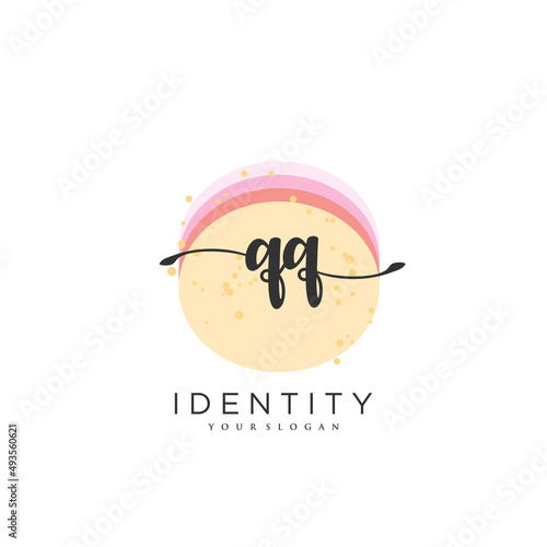 QQ Handwriting logo vector of initial signature, wedding, fashion, jewerly, boutique, floral and botanical with creative template for any company or business.