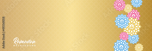 Islamic background, Gift box, lantern, white gold crescent moon on white. Design concept of ramadan kareem, mawlid, iftar,isra and miraj or eid al fitr adha, copy space text area. Vector illustration