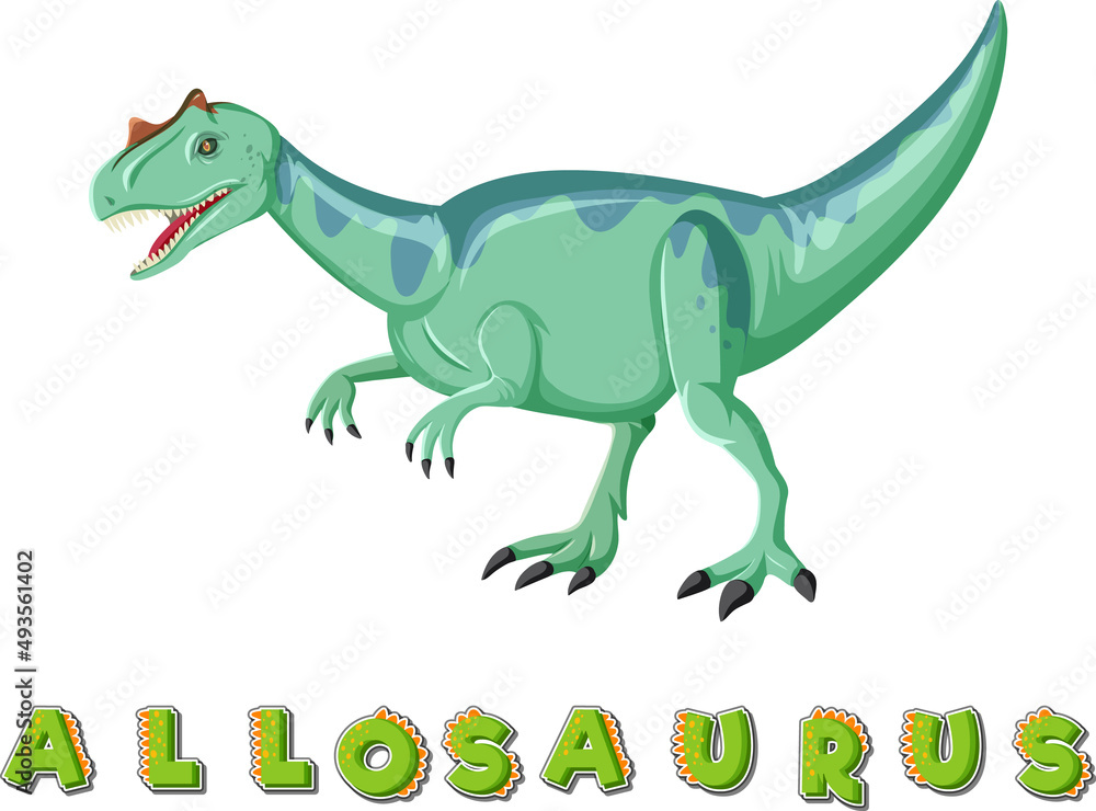Fototapeta premium Dinosaur wordcard for allosaurus