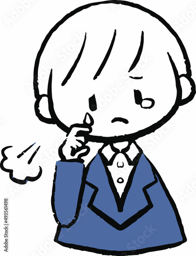 何かに悲しんだり落ち込んだりしているスーツ姿の男性のイラスト