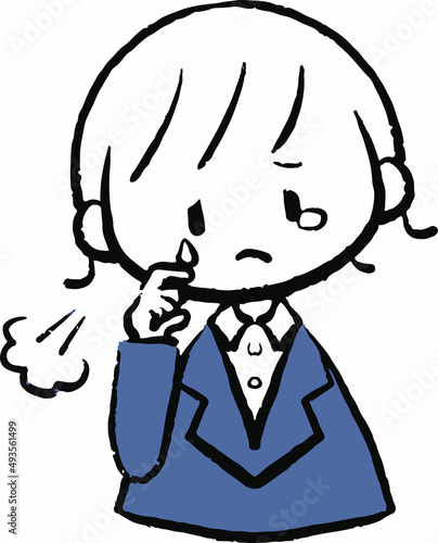 何かに悲しんだり落ち込んだりしているスーツ姿の女性のイラスト