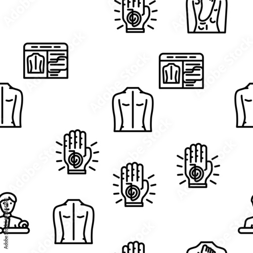 Massage Accessories And Treatment Vector Seamless Pattern Thin Line Illustration