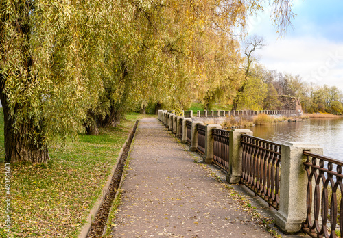 Autumn day. walk through the autumn city. walk in the park. walk along the embankment
