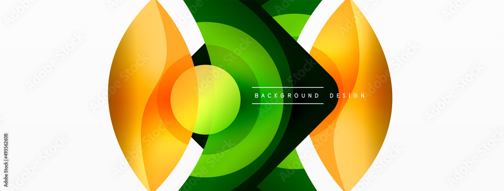 Abstract background with color geometric shapes. Beautiful minimal backdrop with round shapes circles and lines. Geometrical design. Vector illustration Abstract background with color geometric shapes. Beautiful minimal backdrop with round shapes circles and lines. Geometrical design. Vector illustration
