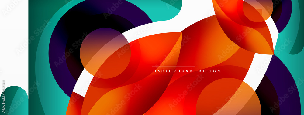 Abstract background with color geometric shapes. Beautiful minimal backdrop with round shapes circles and lines. Geometrical design. Vector illustration Abstract background with color geometric shapes. Beautiful minimal backdrop with round shapes circles and lines. Geometrical design. Vector illustration
