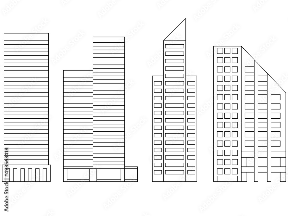 高層ビルアイコン　建物　建築物　線画