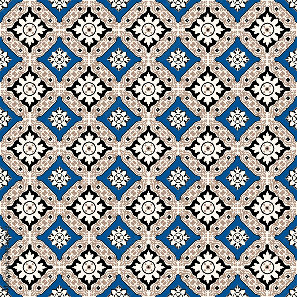 Fototapeta Classic seamless background pattern.  Rectangle geometrical texture print.