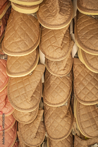 House slippers on the counter of a street vendor © vladimir subbotin