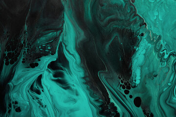 Handdoek met foto Koraalgroen Groene marmer swirls op zwart  © colnihko