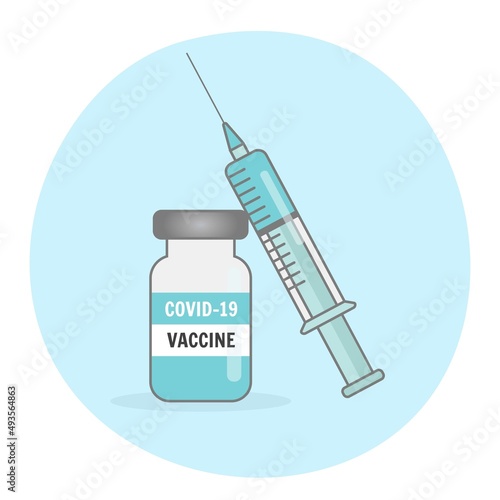 Vector vaccine with syringe and ampoule on the white isolate background