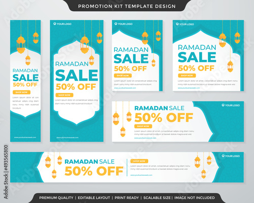 ramadan sale promotion kit template with arabian style use for social media content and digital banner ads