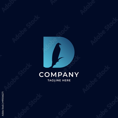 initial letter D logo with bird. logo design combination of alphabet letters with birds. modern logo template.