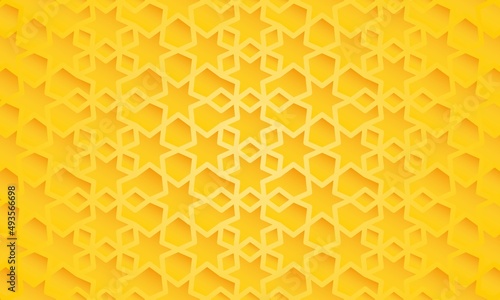 Yellow arabic pattern design with shadow and gradation effect