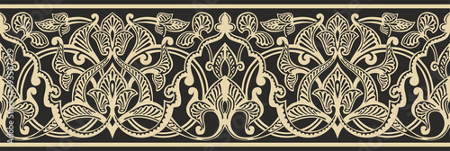
Vector seamless colored gold arabic national ornament, border, frame. Endless vegetable
Pattern of eastern peoples of Asia, Africa, Persia, Iran, Iraq.
