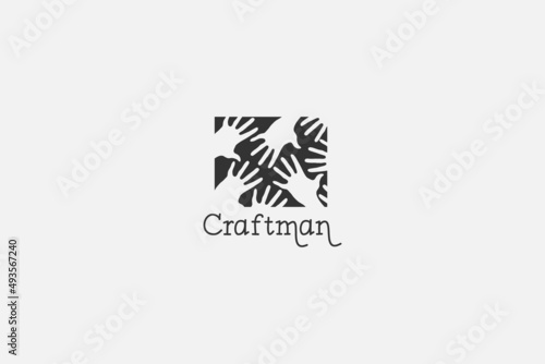 Handmade badges. Hipster craft badge, vintage workshop labels and handcraft logo