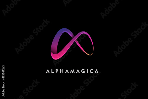 modern Infinity Logo isolated on Black Background. Flat Vector Logo Design Template Element.