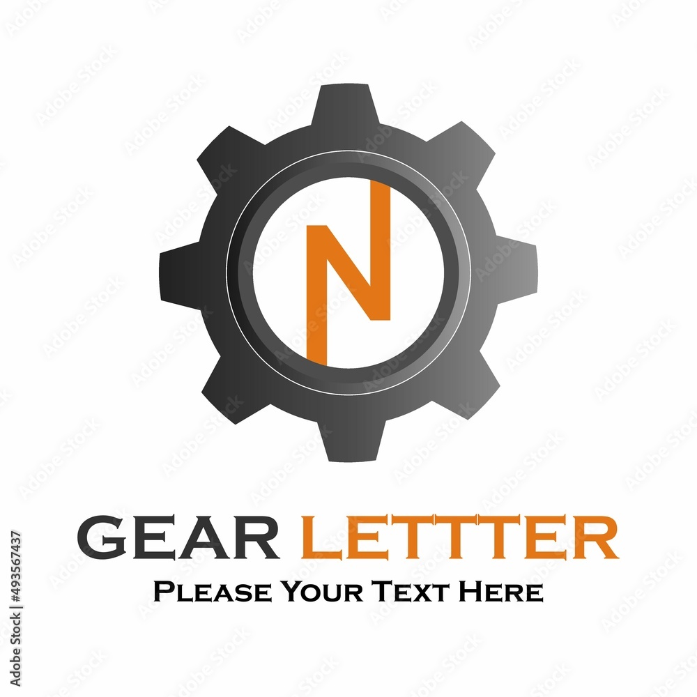 Letter n  gear logo design template illustration.