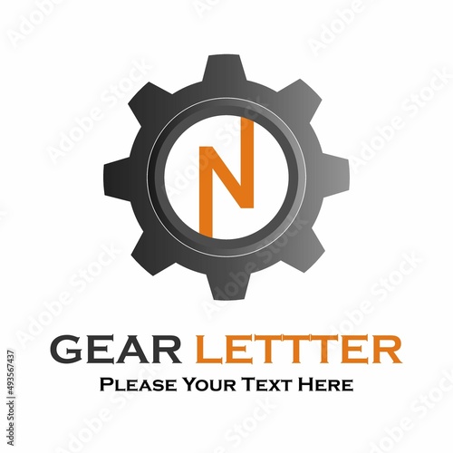 Letter n  gear logo design template illustration. © Deni