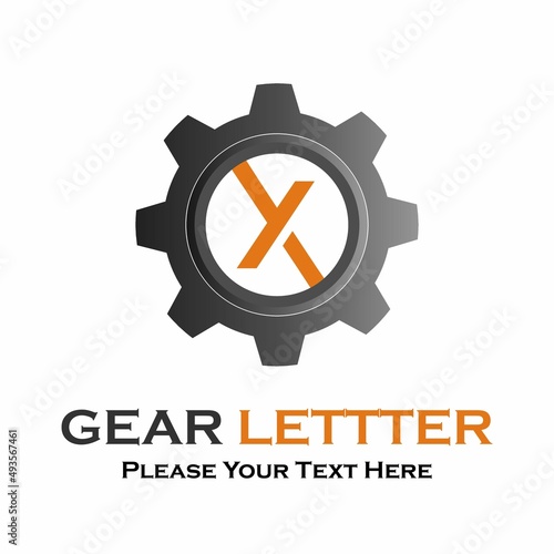 Letter x  gear logo design template illustration.