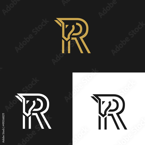 Set logo of letter R Horse