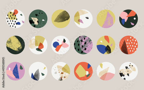Abstract template for social media story cover. Hand painted brush stroke vector artwork. 
