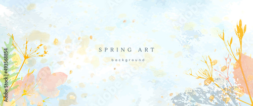 spring season vector background pastel banner blue