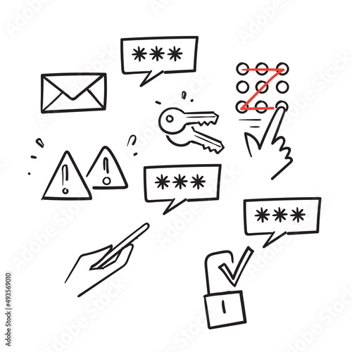 hand drawn doodle Password Related illustration vector isolated