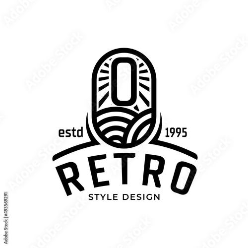 Vintage frame letter O logo design. Antique label Suitable for tattoo studio, brewing, whiskey, farm