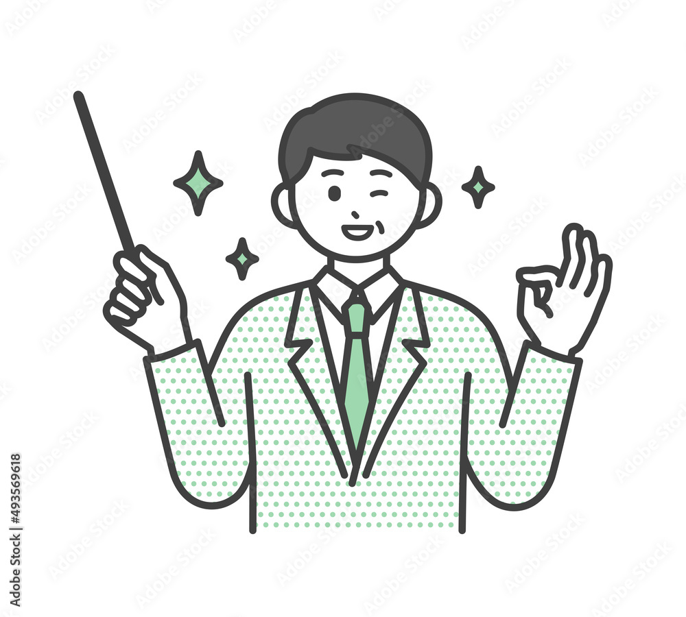 ビジネスパーソンが指し棒で説明するイラスト素材 ビジネスパーソンが指し棒で説明するイラスト素材