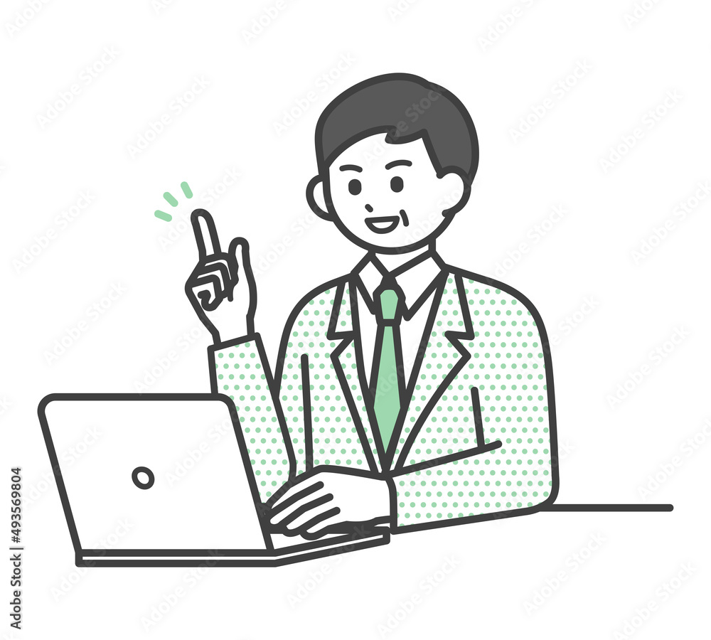 男性社員がパソコンを操作するイラスト素材 男性社員がパソコンを操作するイラスト素材