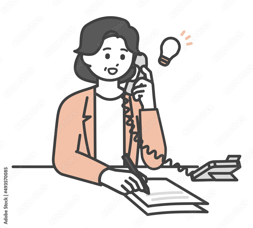 電話対応をするビジネスパーソンのイラスト素材