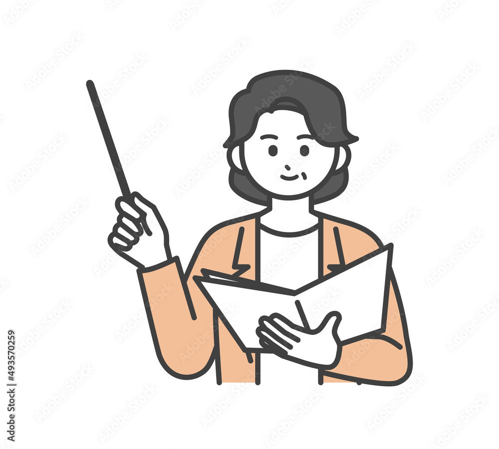 ビジネスパーソンが指し棒で説明するイラスト素材 ビジネスパーソンが指し棒で説明するイラスト素材