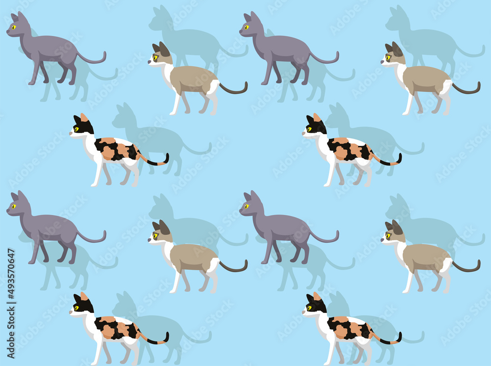 Cat Cornish Rex Various Coats Seamless Wallpaper Background Cat Cornish Rex Various Coats Seamless Wallpaper Background