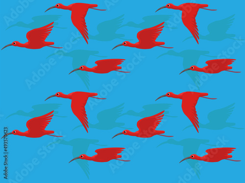 Scarlet Ibis Flying Seamless Wallpaper Background