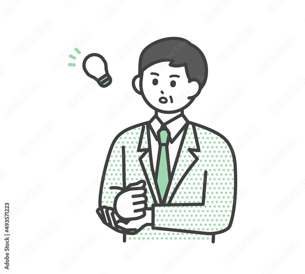 男性社員がひらめく表情のイラスト素材