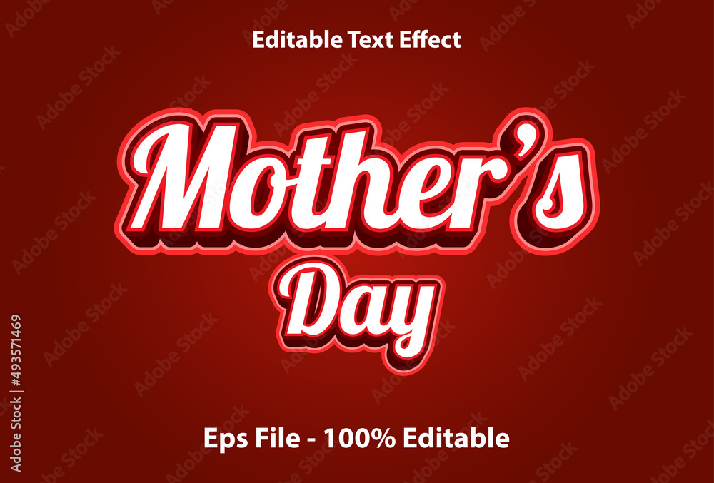 Mother's Day text effect can be edited in red. Mother's Day text effect can be edited in red.