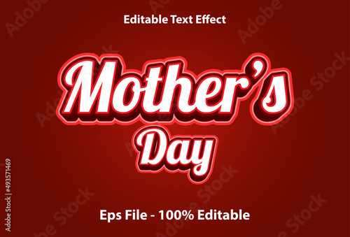Mother's Day text effect can be edited in red.